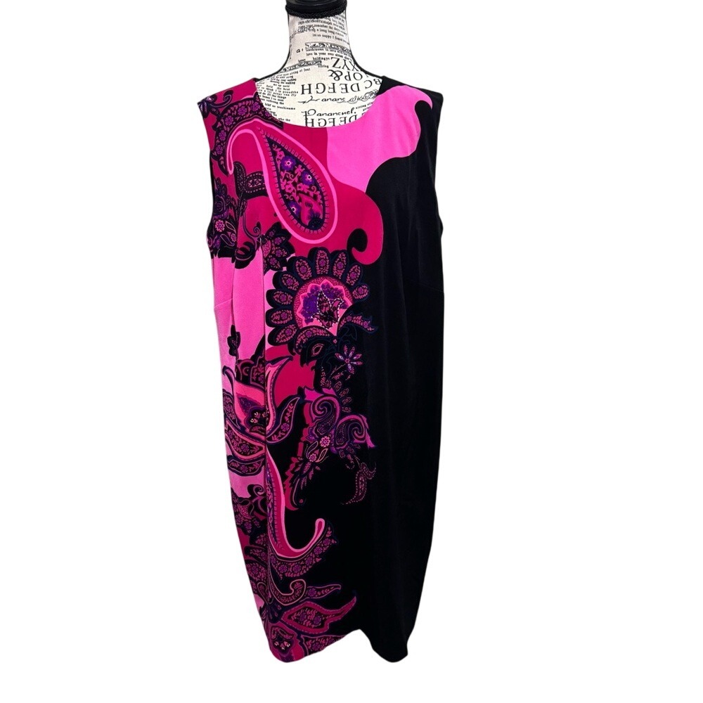 Peter Nygard Vibrant Pink and Black Asymmetrical Dress